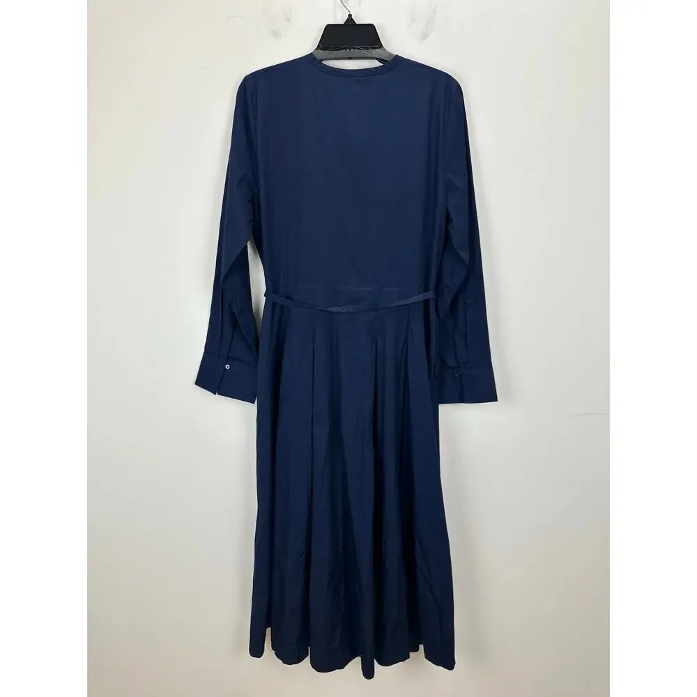 Madewell Tie Waist Midi Shirtdress Classic Minimalist Midnight Navy US 8 NWT